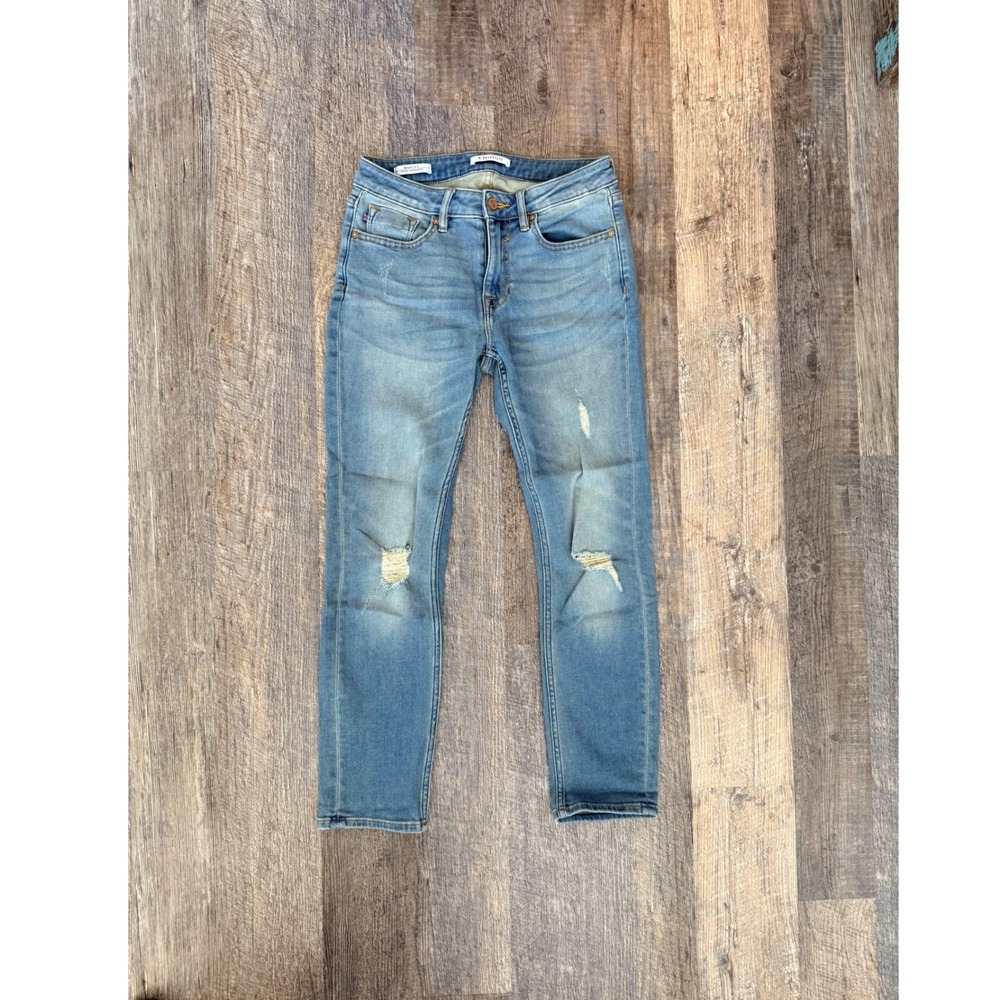 Vigoss Marley Crop Straight Jeans Light Wash Distressed Denim Size 27